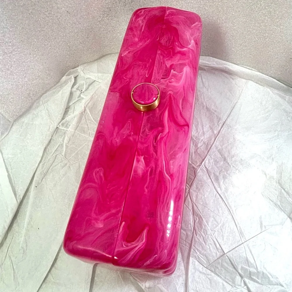 cult gaia Pink Marbled Enid Box Clutch